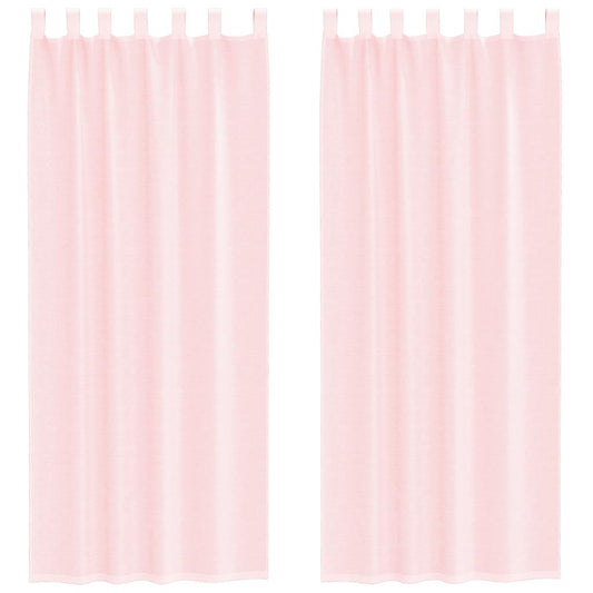 Voile Curtains with Loops 2 pcs Light Pink 140x260 cm