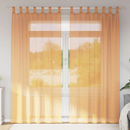 Voile Curtains with Loops 2 pcs Orange 140x225 cm
