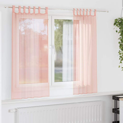 Voile Curtains with Loops 2 pcs Pink 140x175 cm