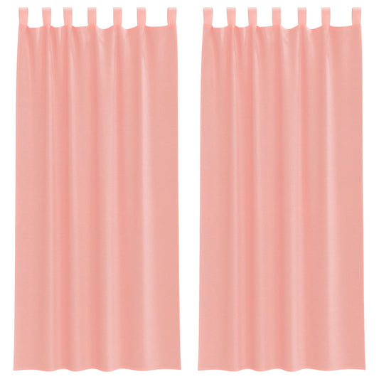 Voile Curtains with Loops 2 pcs Pink 140x245 cm
