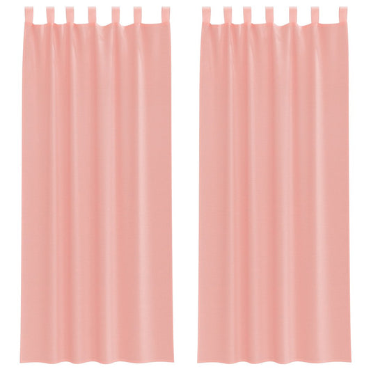 Voile Curtains with Loops 2 pcs Pink 140x260 cm