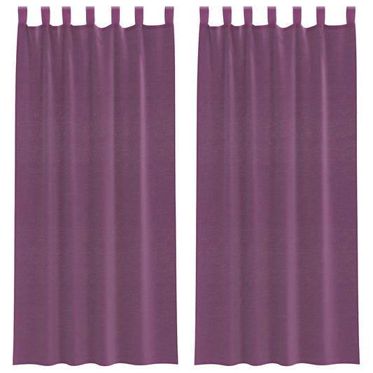 Voile Curtains with Loops 2 pcs Purple 140x245 cm