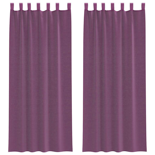 Voile Curtains with Loops 2 pcs Purple 140x260 cm