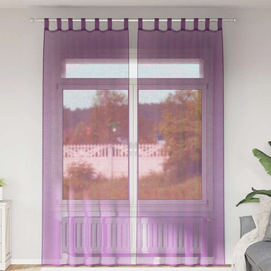 Voile Curtains with Loops 2 pcs Purple 140x260 cm