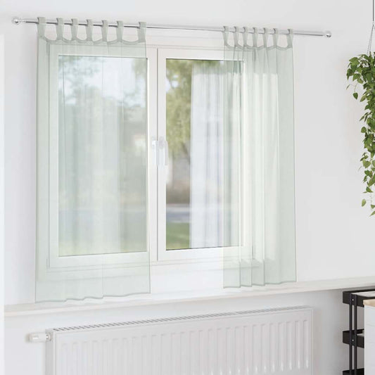 Voile Curtains with Loops 2 pcs Light Grey 140x175 cm