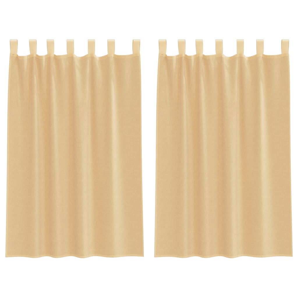 Voile Curtains with Loops 2 pcs Sand 140x175 cm
