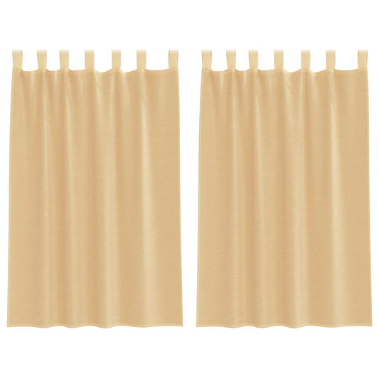 Voile Curtains with Loops 2 pcs Sand 140x175 cm