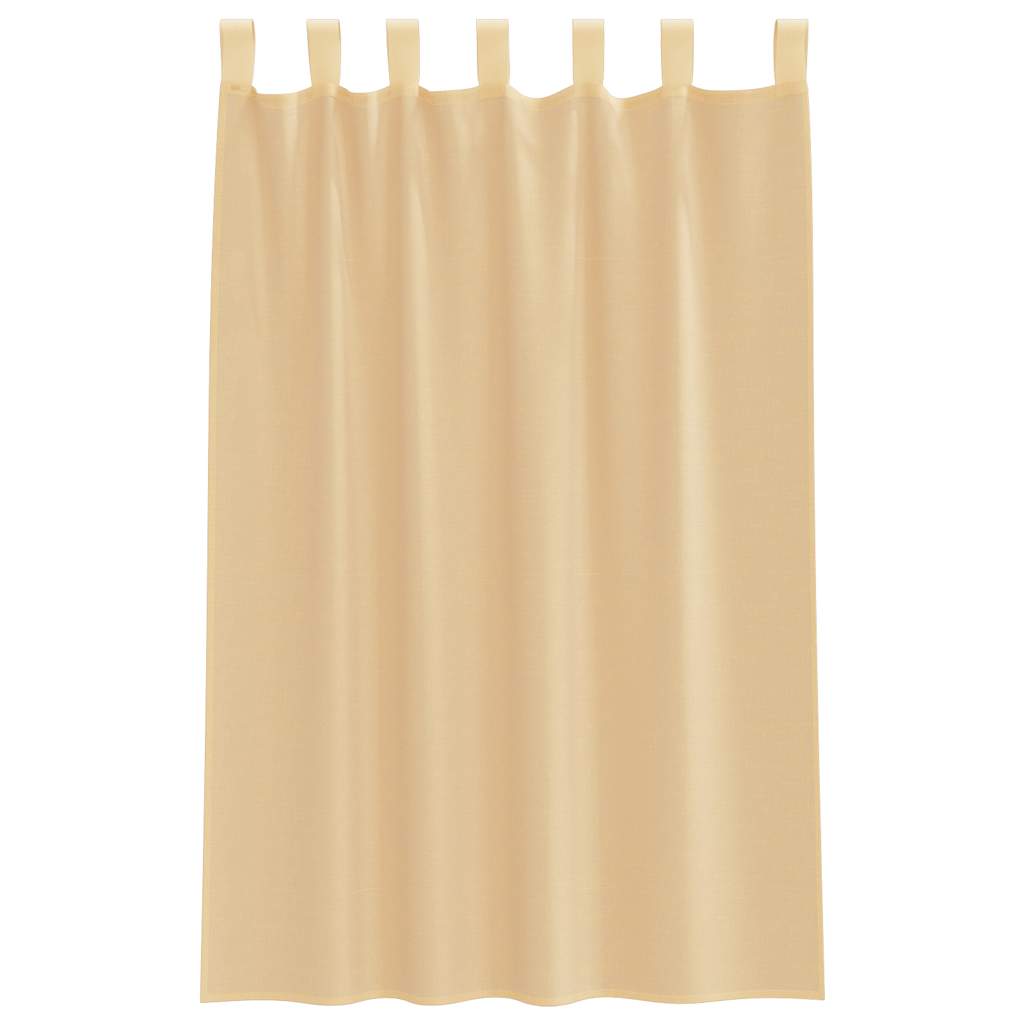 Voile Curtains with Loops 2 pcs Sand 140x175 cm