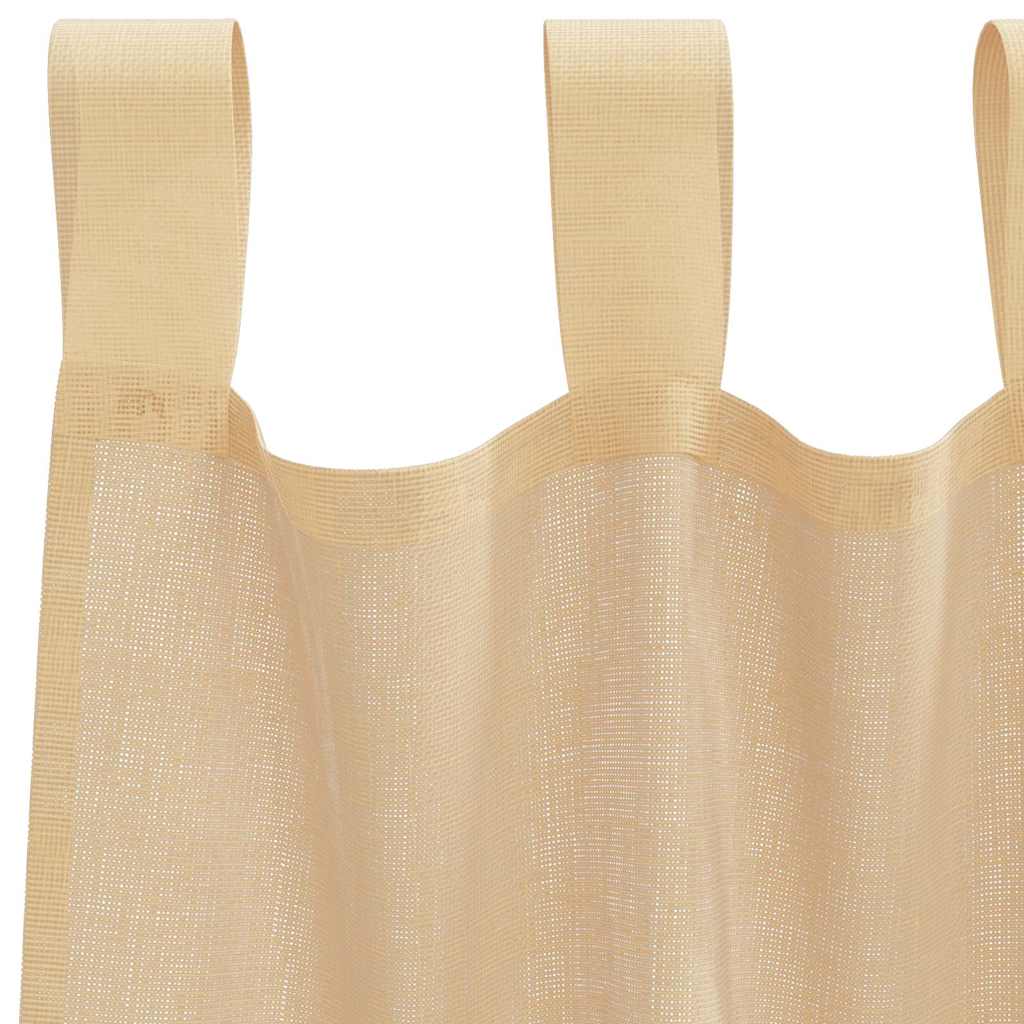 Voile Curtains with Loops 2 pcs Sand 140x225 cm