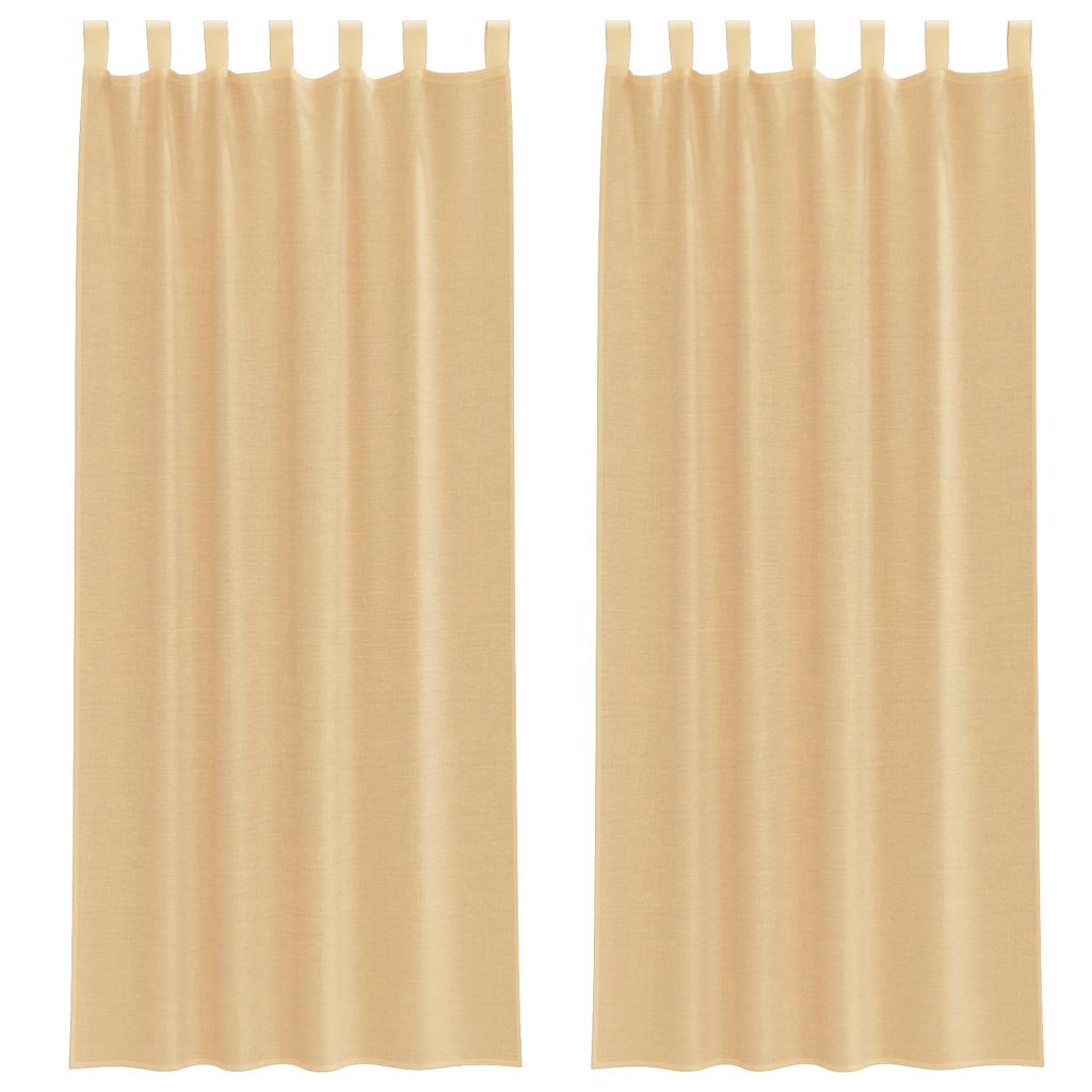 Voile Curtains with Loops 2 pcs Sand 140x260 cm