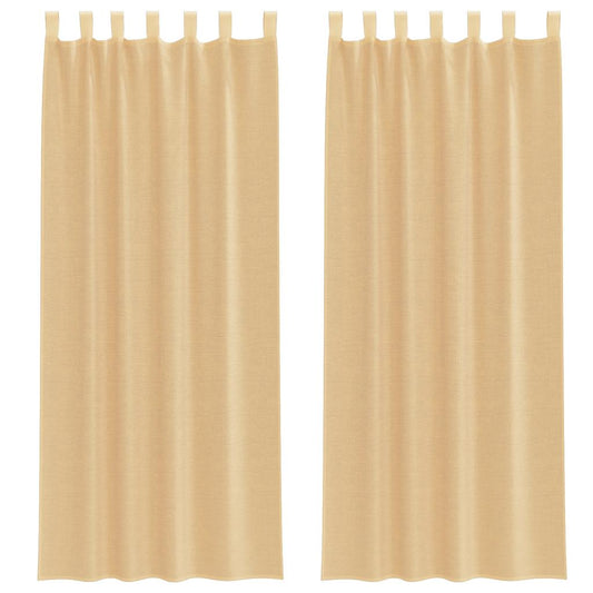Voile Curtains with Loops 2 pcs Sand 140x260 cm