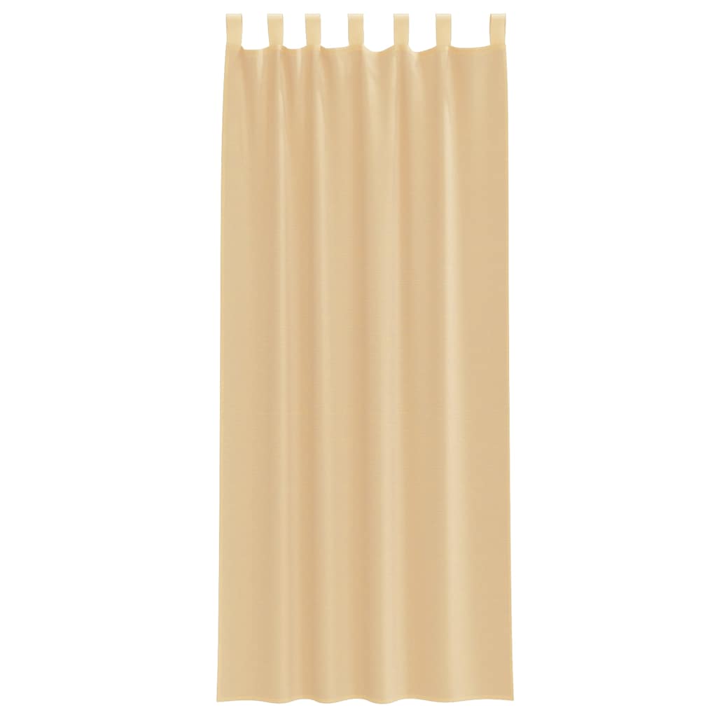 Voile Curtains with Loops 2 pcs Sand 140x260 cm