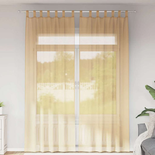 Voile Curtains with Loops 2 pcs Sand 140x260 cm