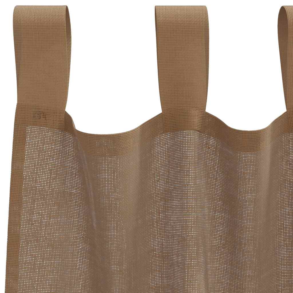Voile Curtains with Loops 2 pcs Light Brown 140x140 cm