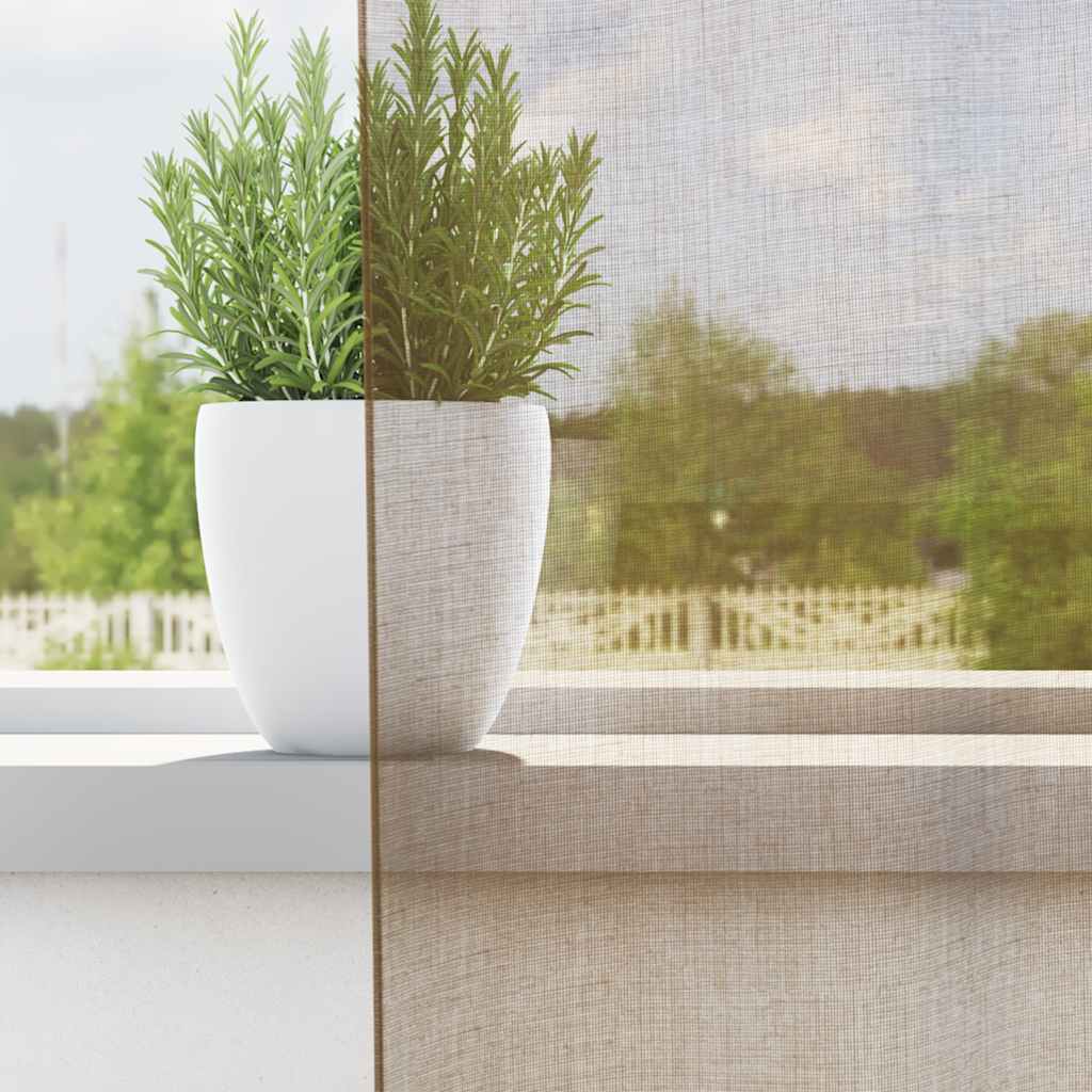 Voile Curtains with Loops 2 pcs Light Brown 140x175 cm