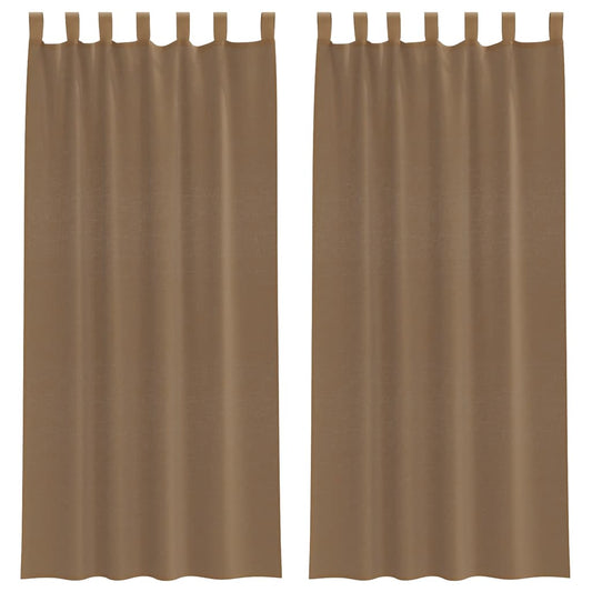 Voile Curtains with Loops 2 pcs Light Brown 140x225 cm