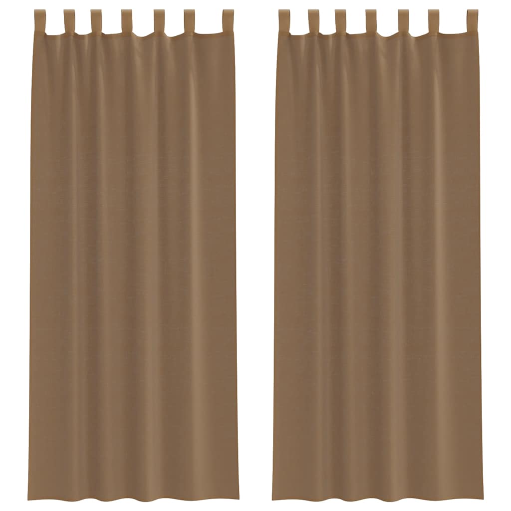 Voile Curtains with Loops 2 pcs Light Brown 140x260 cm