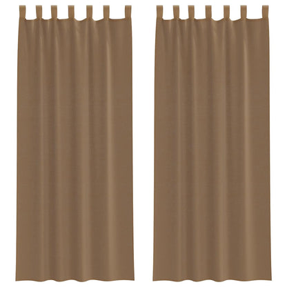 Voile Curtains with Loops 2 pcs Light Brown 140x260 cm