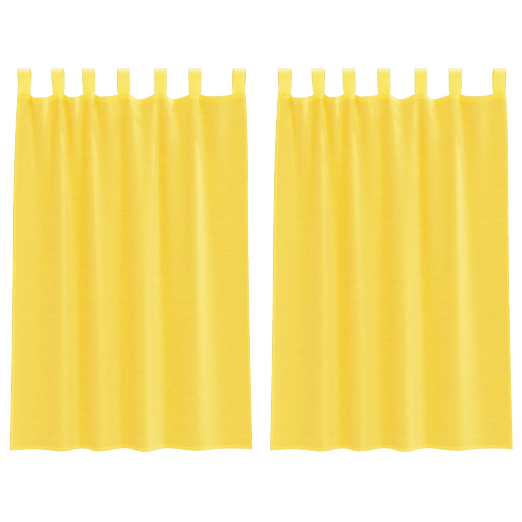 Voile Curtains with Loops 2 pcs Yellow 140x175 cm