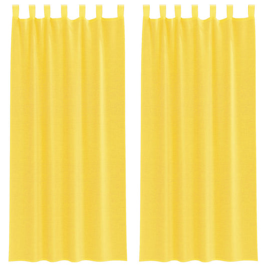 Voile Curtains with Loops 2 pcs Yellow 140x225 cm