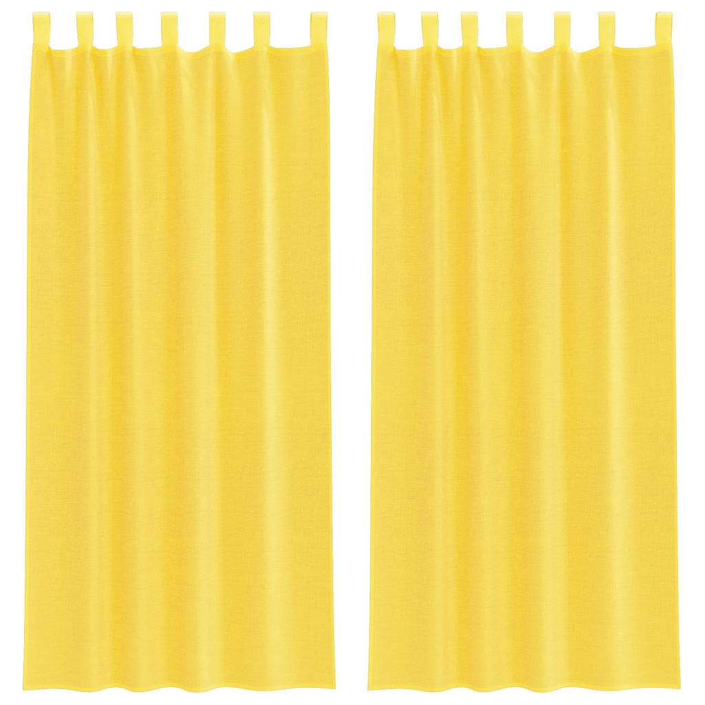 Voile Curtains with Loops 2 pcs Yellow 140x245 cm