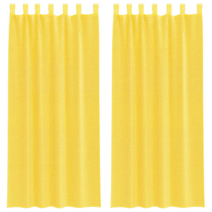 Voile Curtains with Loops 2 pcs Yellow 140x245 cm