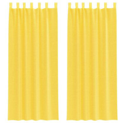Voile Curtains with Loops 2 pcs Yellow 140x260 cm