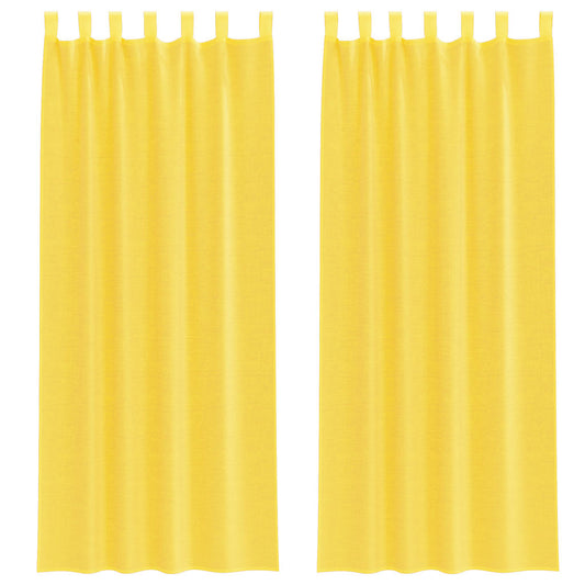 Voile Curtains with Loops 2 pcs Yellow 140x260 cm