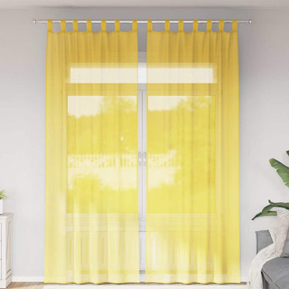 Voile Curtains with Loops 2 pcs Yellow 140x260 cm