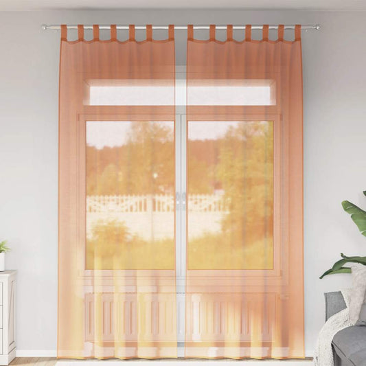Voile Curtains with Loops 2 pcs Terracotta 140x260 cm