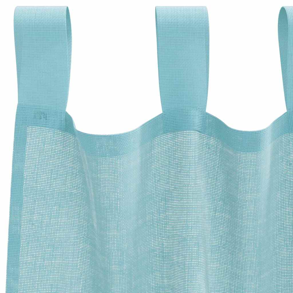 Voile Curtains with Loops 2 pcs Turquoise 140x140 cm