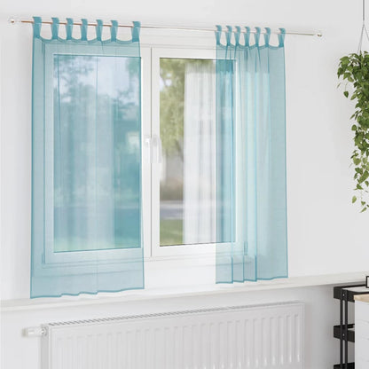 Voile Curtains with Loops 2 pcs Turquoise 140x140 cm