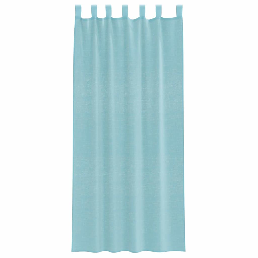Voile Curtains with Loops 2 pcs Turquoise 140x245 cm