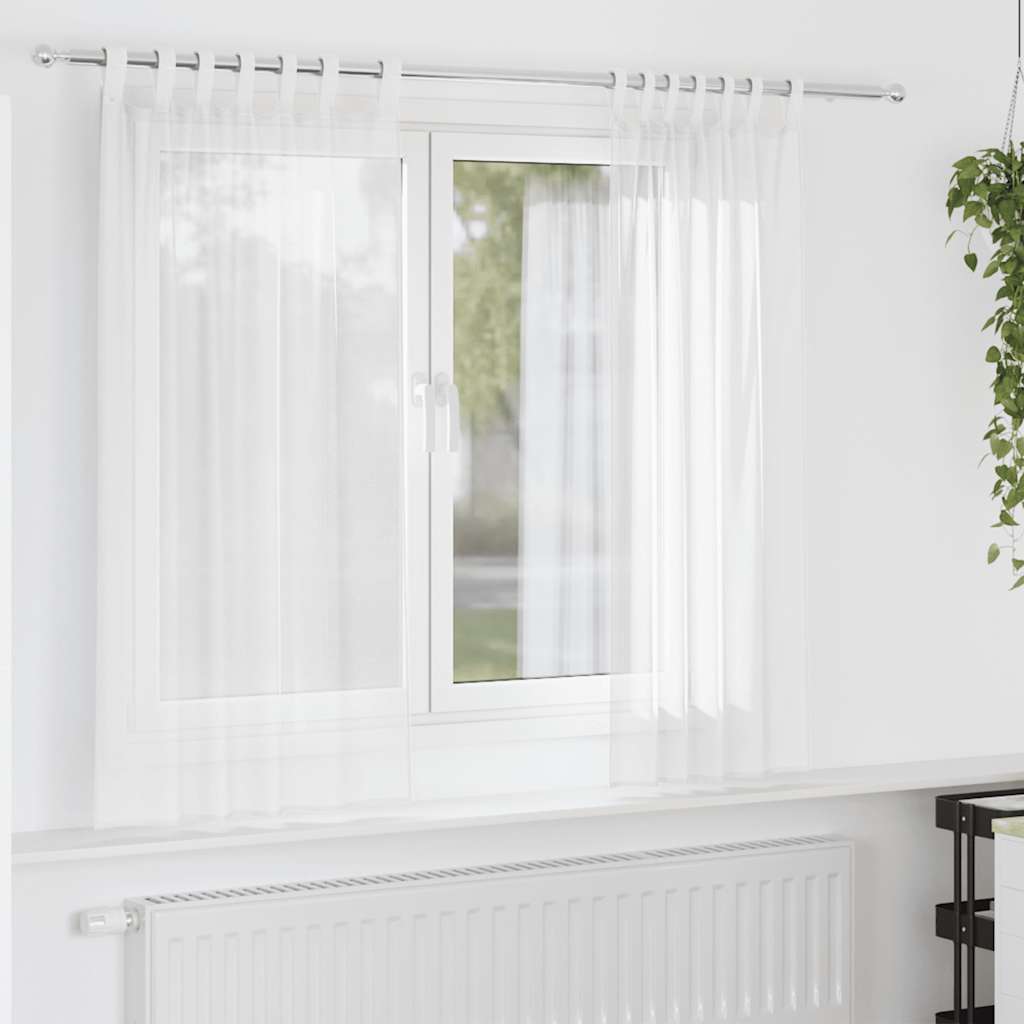 Voile Curtains with Loops 2 pcs White 140x175 cm
