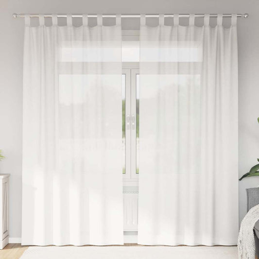 Voile Curtains with Loops 2 pcs White 140x245 cm