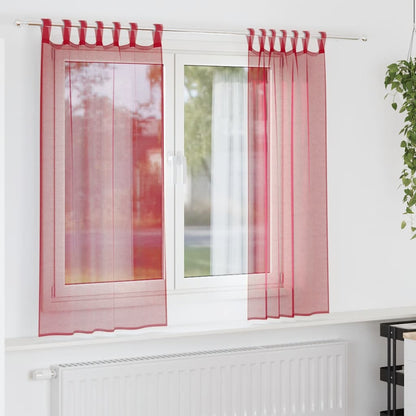 Voile Curtains with Loops 2 pcs Wine Red 140x140 cm