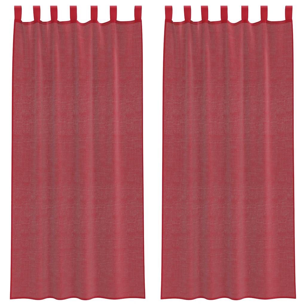 Voile Curtains with Loops 2 pcs Wine Red 140x245 cm