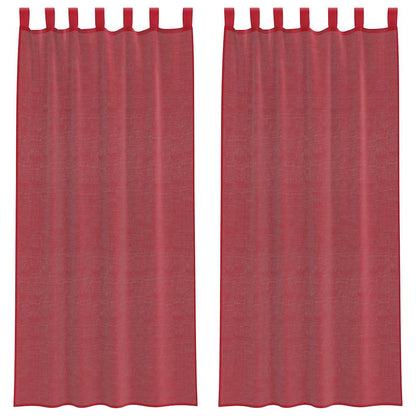 Voile Curtains with Loops 2 pcs Wine Red 140x245 cm