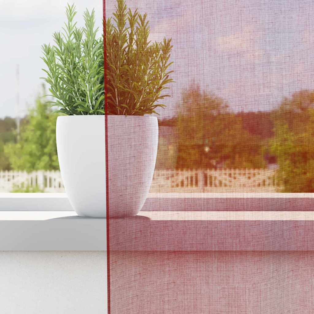 Voile Curtains with Loops 2 pcs Wine Red 140x245 cm