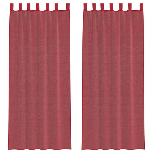 Voile Curtains with Loops 2 pcs Wine Red 140x260 cm
