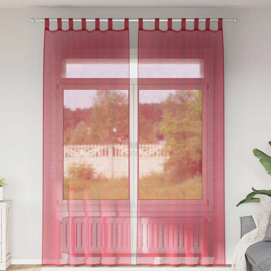 Voile Curtains with Loops 2 pcs Wine Red 140x260 cm