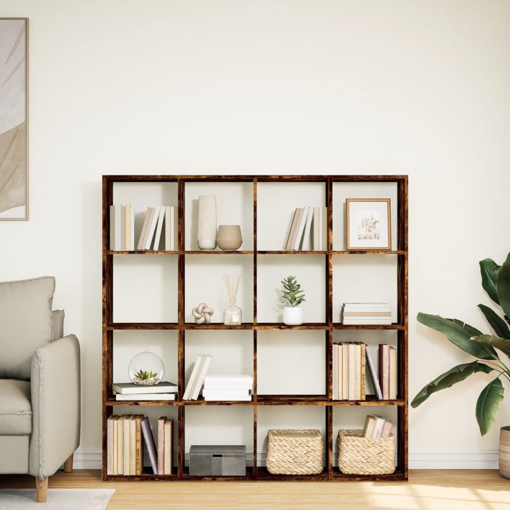 Book Cabinet Smoked Oak 137,5x29x137,5 cm Engineered Wood