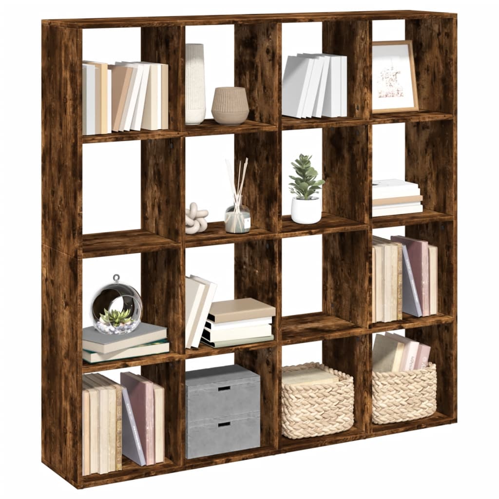 Book Cabinet Smoked Oak 137,5x29x137,5 cm Engineered Wood