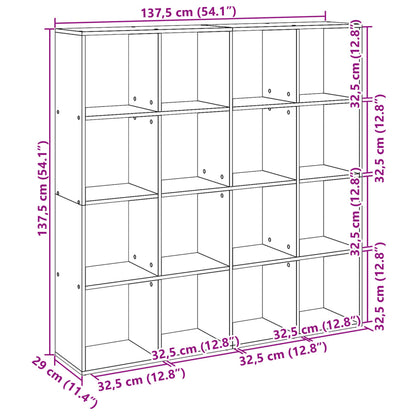 Book Cabinet Smoked Oak 137,5x29x137,5 cm Engineered Wood