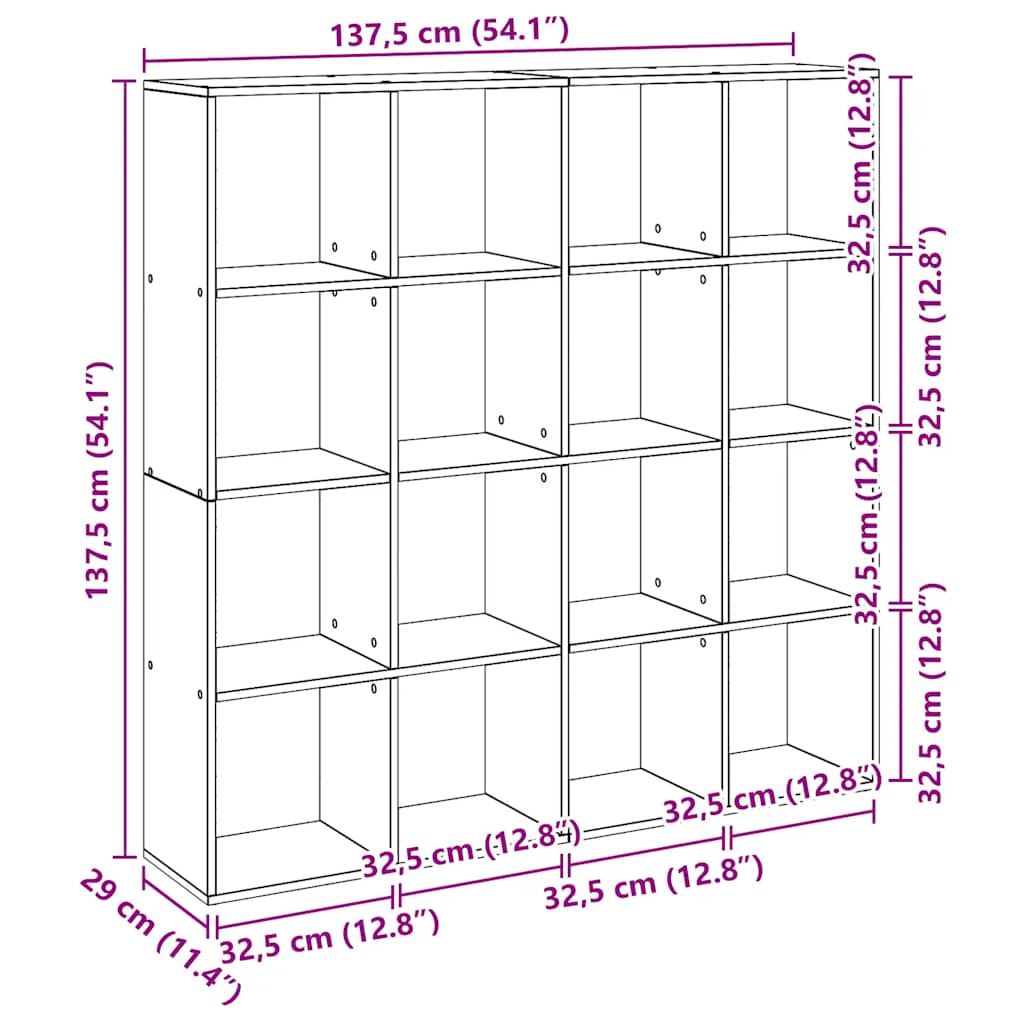 Book Cabinet Artisian Oak 137,5x29x137,5 cm Engineered Wood