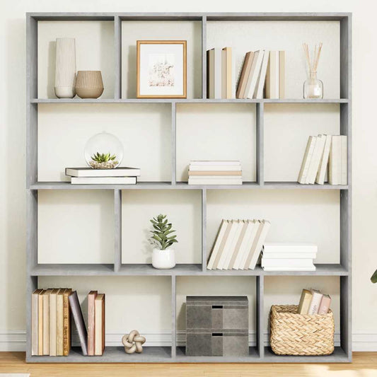 Book Cabinet Concrete Grey 132x29x141,5 cm Engineered Wood