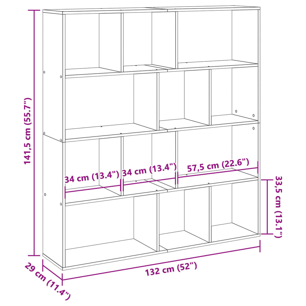 Book Cabinet Smoked Oak 132x29x141,5 cm Engineered Wood