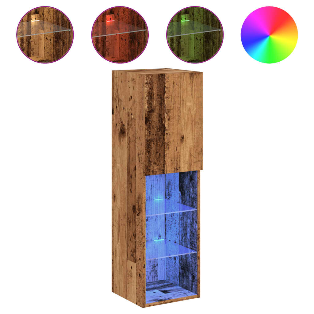 TV Cabinet with LED Lights Old Wood 30.5x30x102 cm