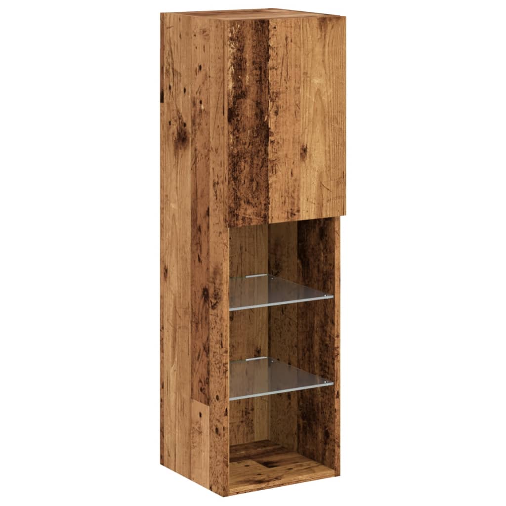 TV Cabinet with LED Lights Old Wood 30.5x30x102 cm