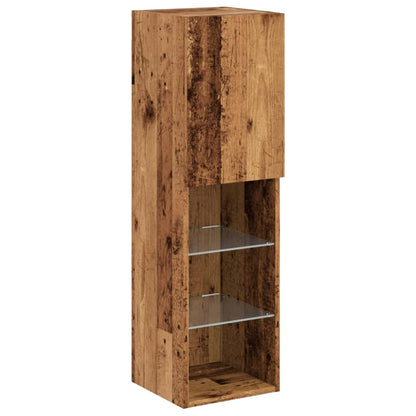 TV Cabinet with LED Lights Old Wood 30.5x30x102 cm